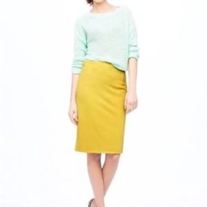 J.CREW No. 2 Pencil Skirt Mustard Yellow Twill Stretch Cotton Skirt